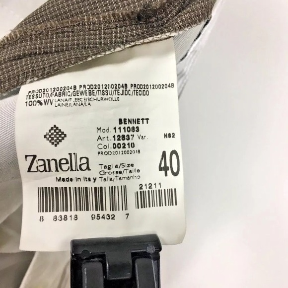 Zanella Men’s Brown Pleated Pants Made in Italy - Picture 6 of 8